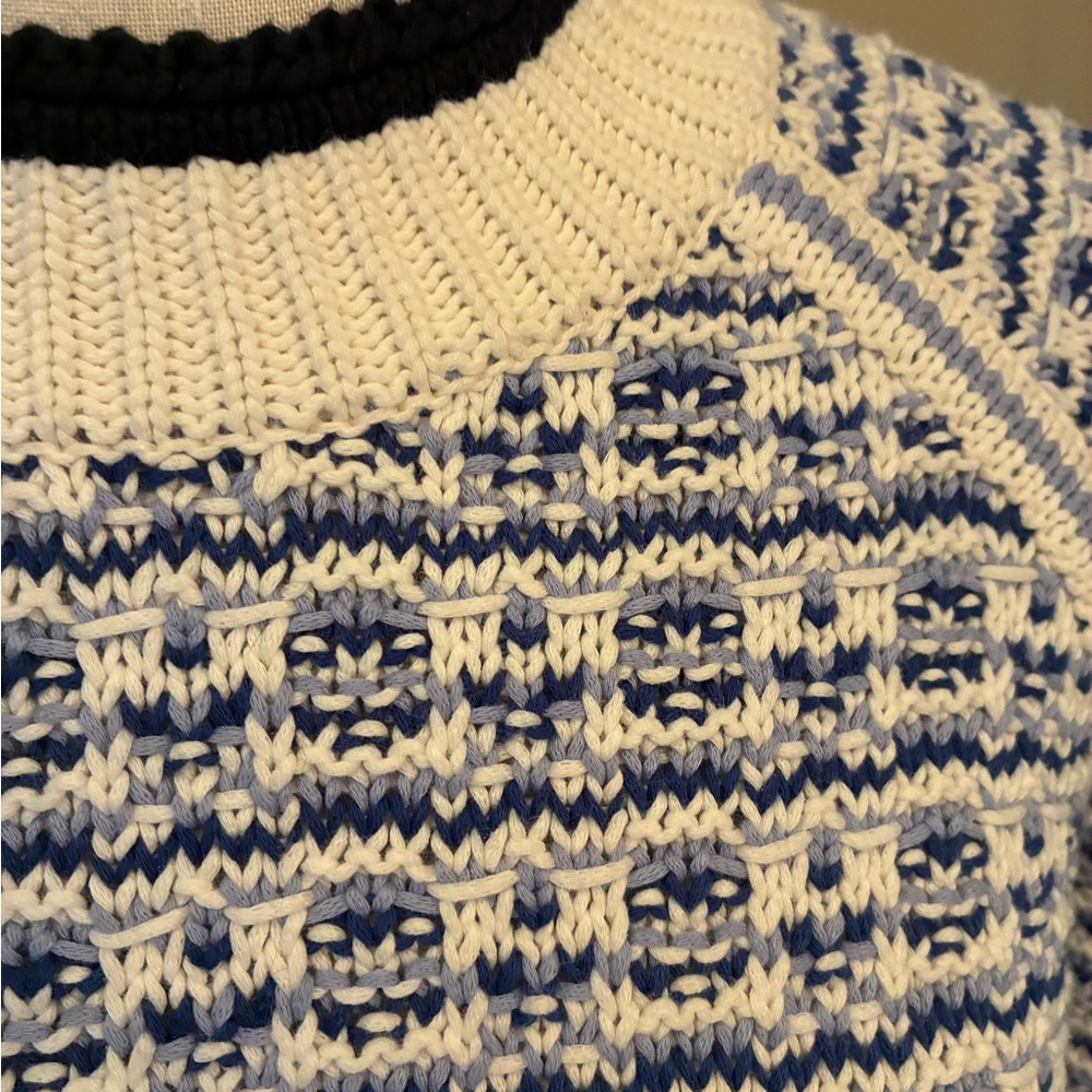 Talbots Navy and Cream Patterned Sweater